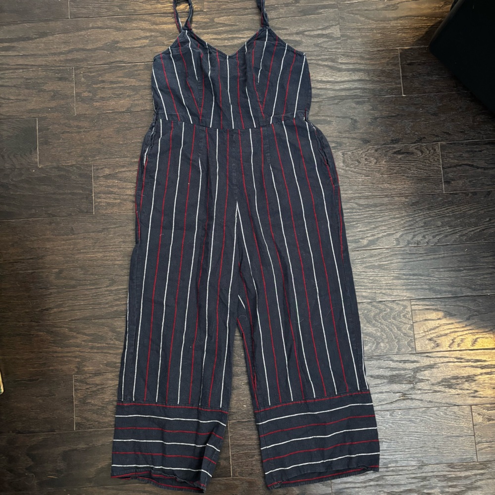 Universal Thread Navy and Red Striped Jumpsuit